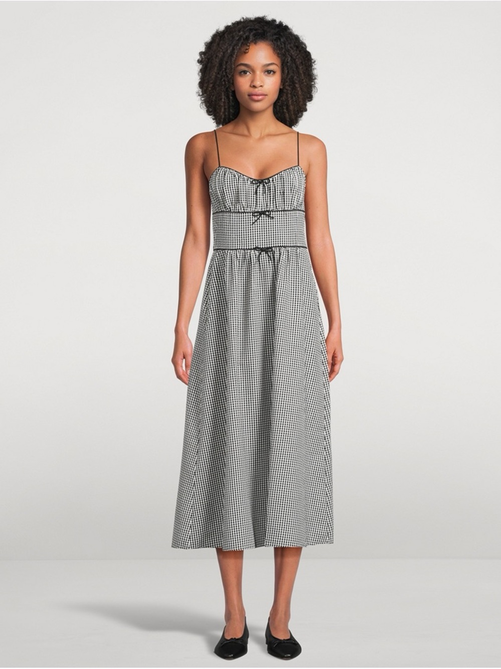 House of Harlow 1960 Belline Black white Gingham dress bows L Large ( Doen)